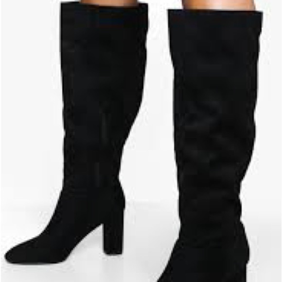 a new day Shoes - Black Knee-High Women's Boots NWT A New Day Block Heel Faux Suede